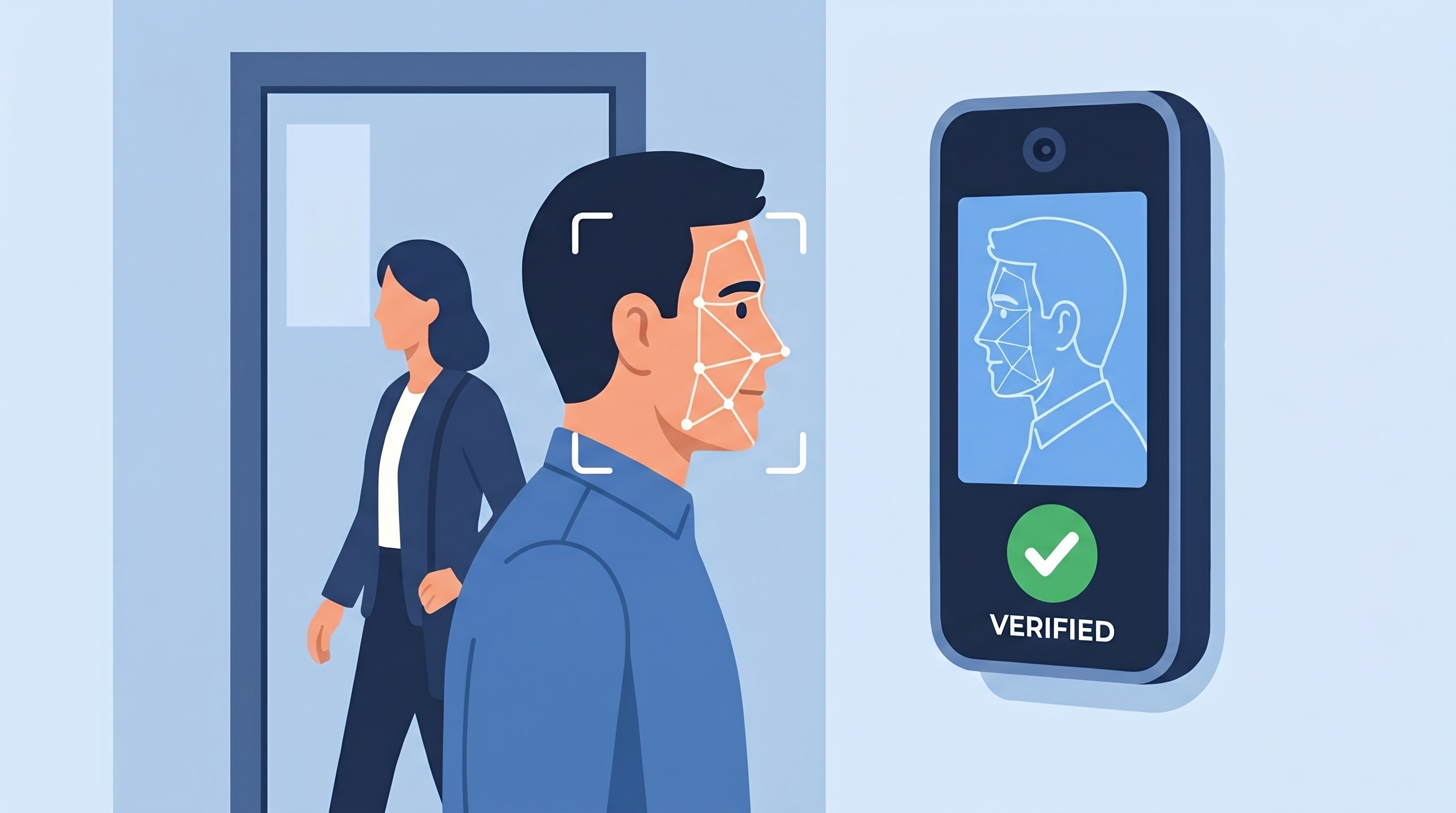Boy using face recognition attendance